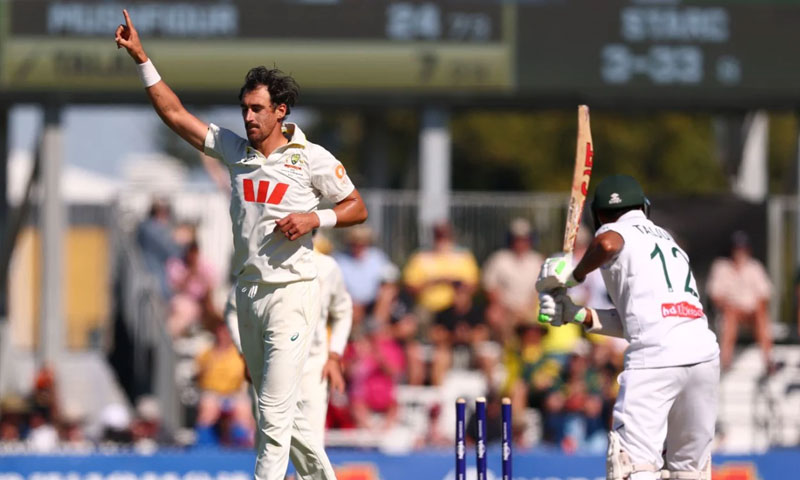 Mitchell Starc claimed 10 wickets as Australia defeated Bangladesh by an innings and 51 runs in the second Test to level the series 1-1.